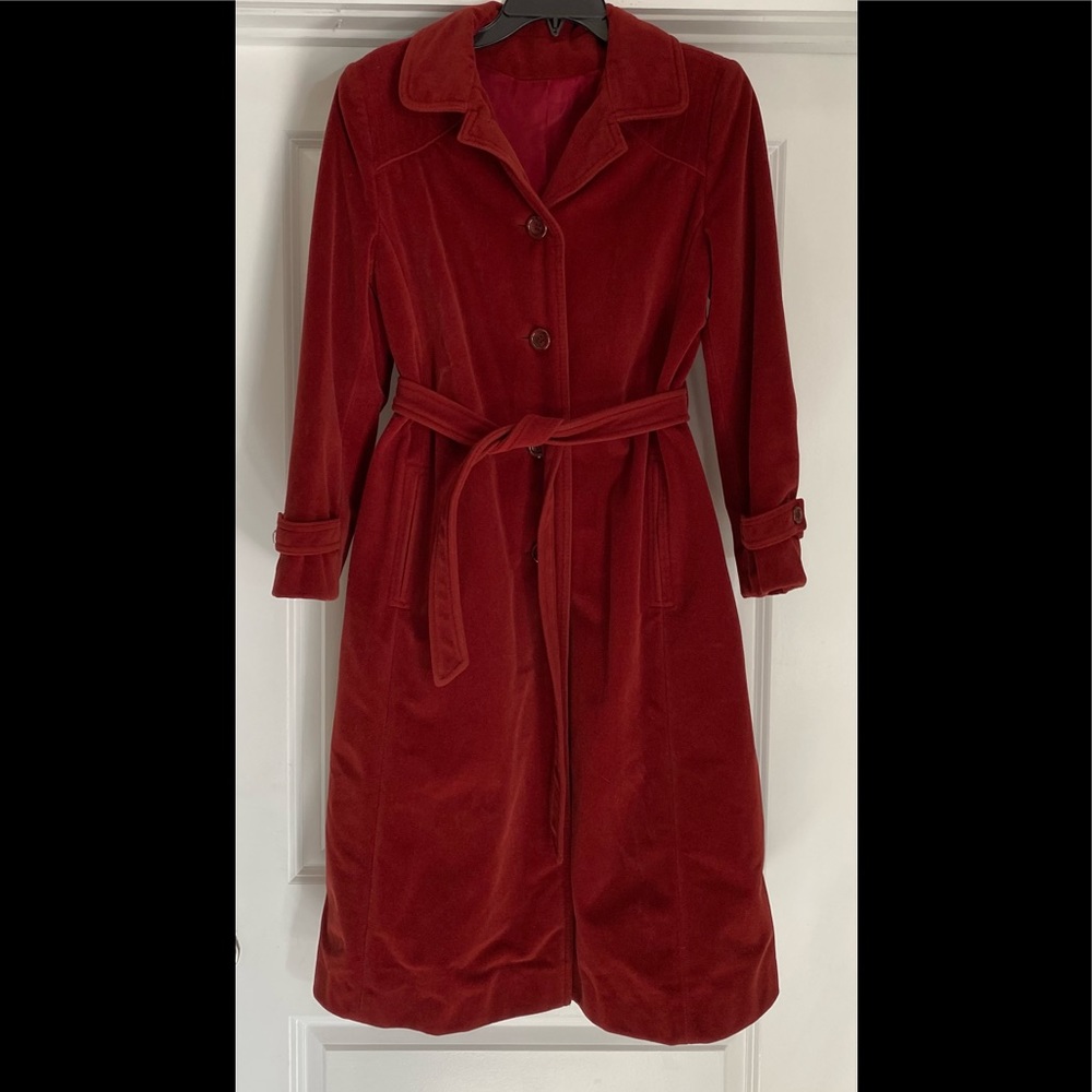 VNTG Juli De Roma Kajjmir Womens Burgundy Finest Man Made Cashmere Trench Coat M